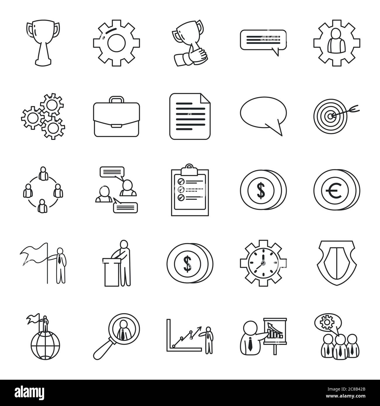 Business line style icon set design, Management financial corporate and ...