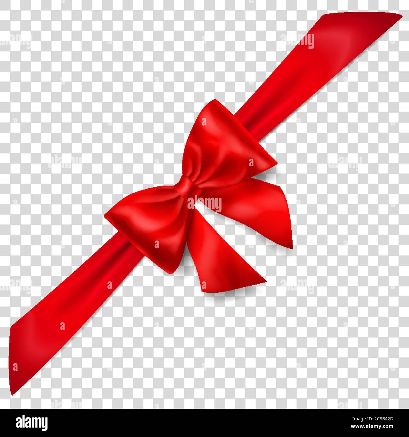 Red silk ribbon with shadow on transparent Vector Image