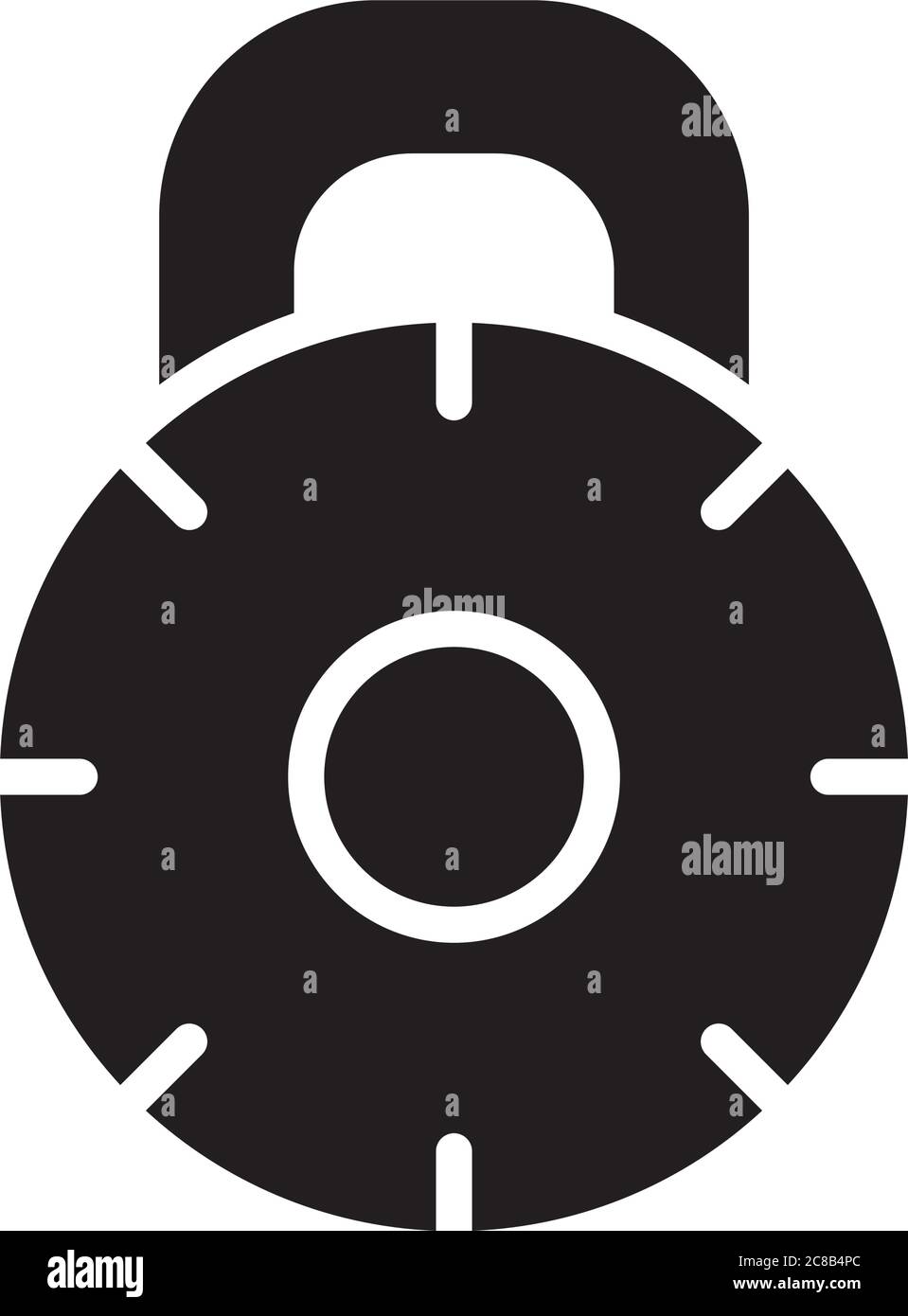 round padlock icon over white background, silhouette style, vector ...