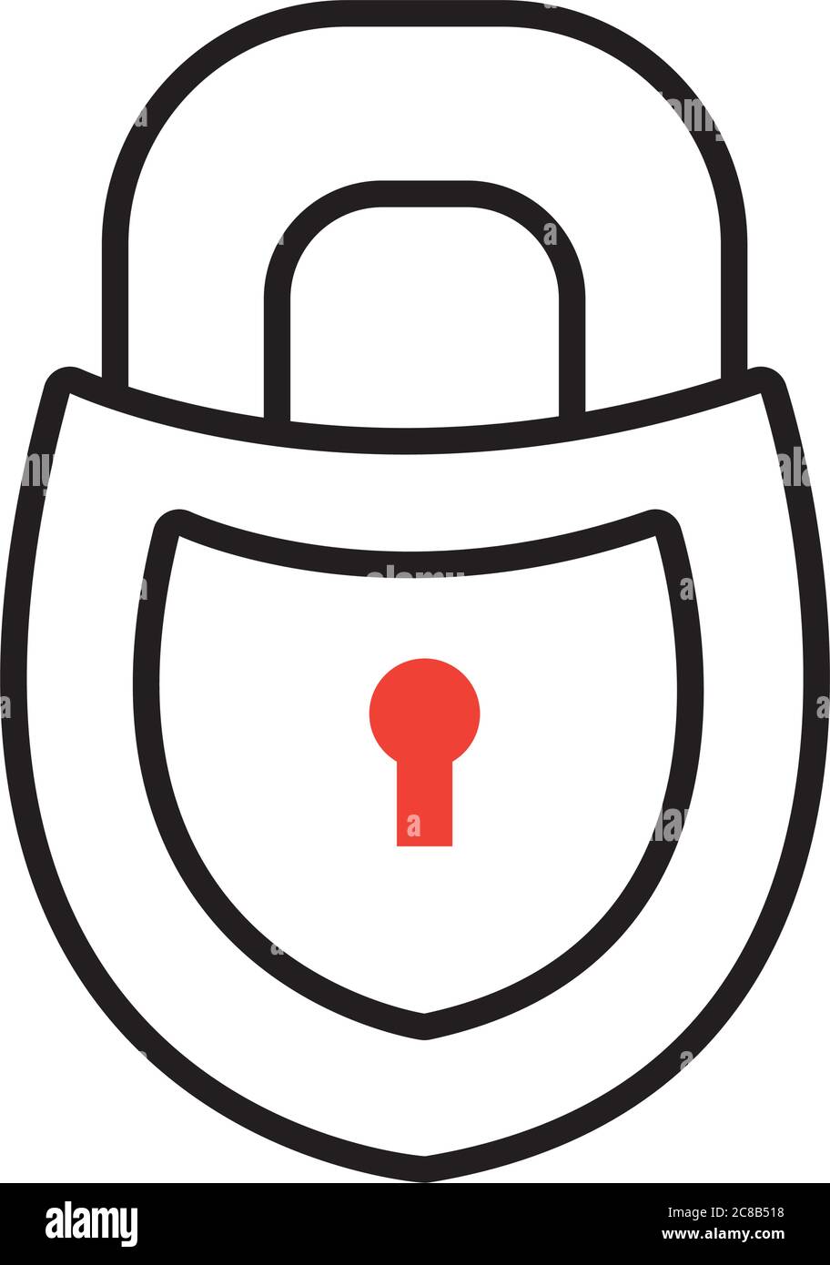 shield padlock icon over white background, half line half color style ...