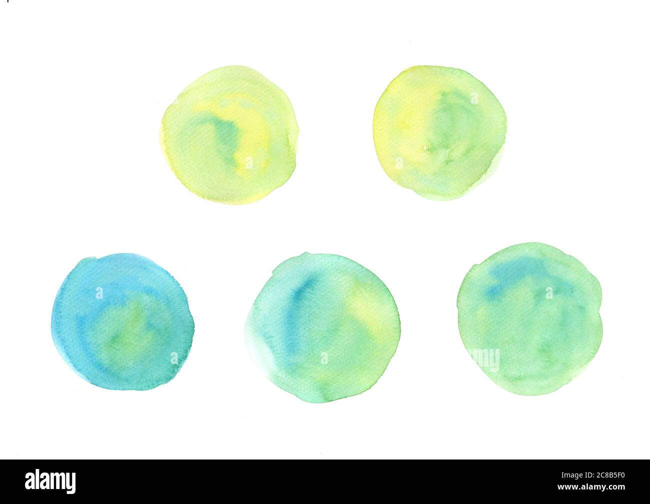 Hand painted abstract yellow and green watercolor on white background ...