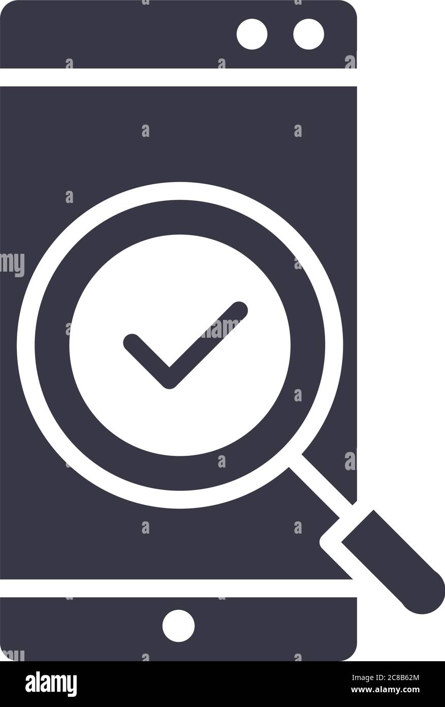 smartphone magnifier check mark device technology silhouette style ...