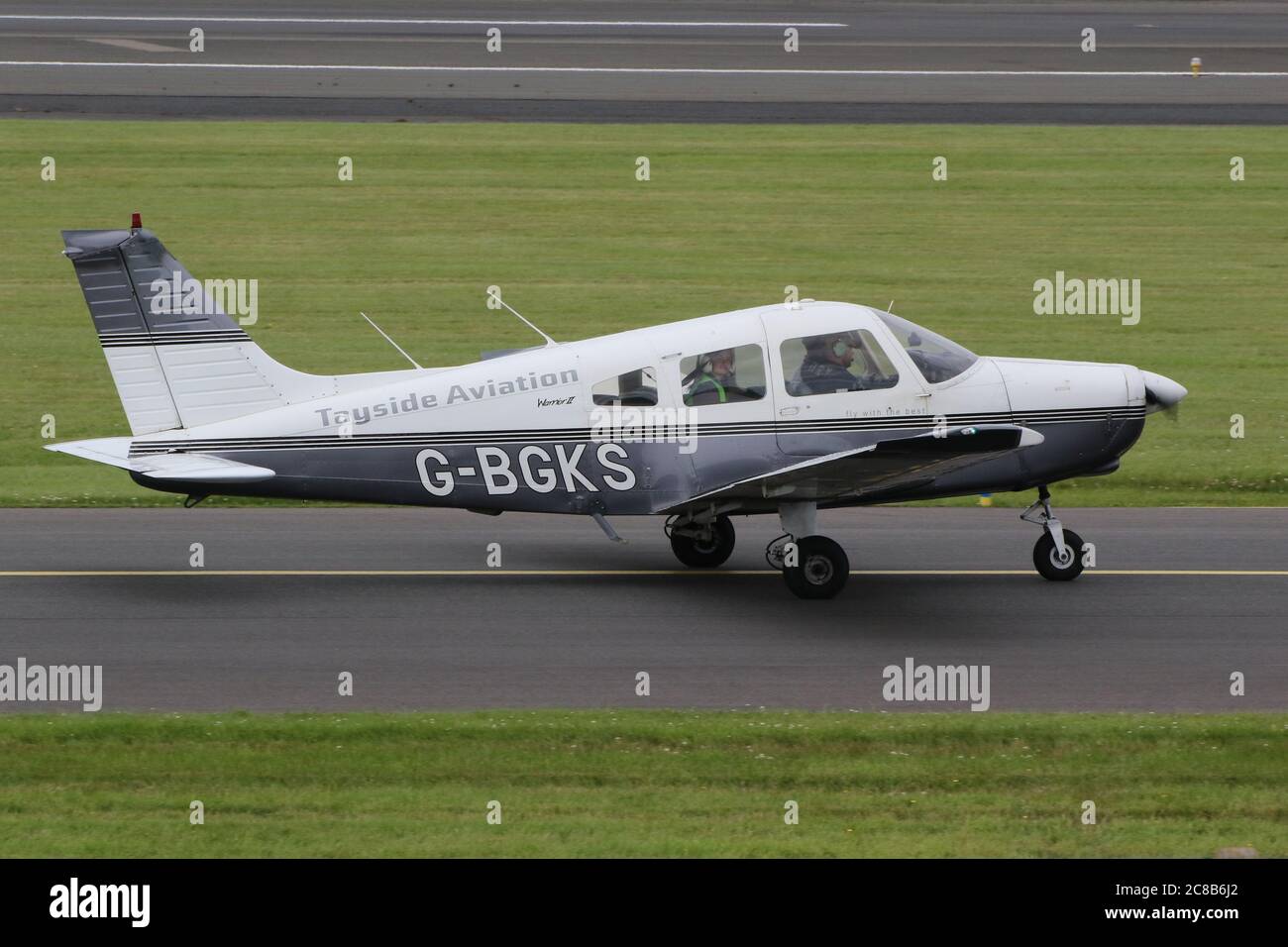 G-BGKS, a Piper PA-28-161 Cherokee Warrior II operated by Tayside Aviation, at Prestwick Airport in Ayrshire. Stock Photo