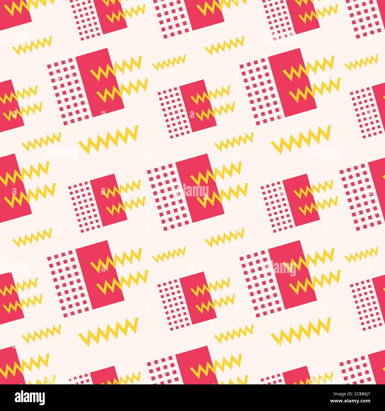square with zigzag line seamless pattern vector illustration background memphis style Stock Vector
