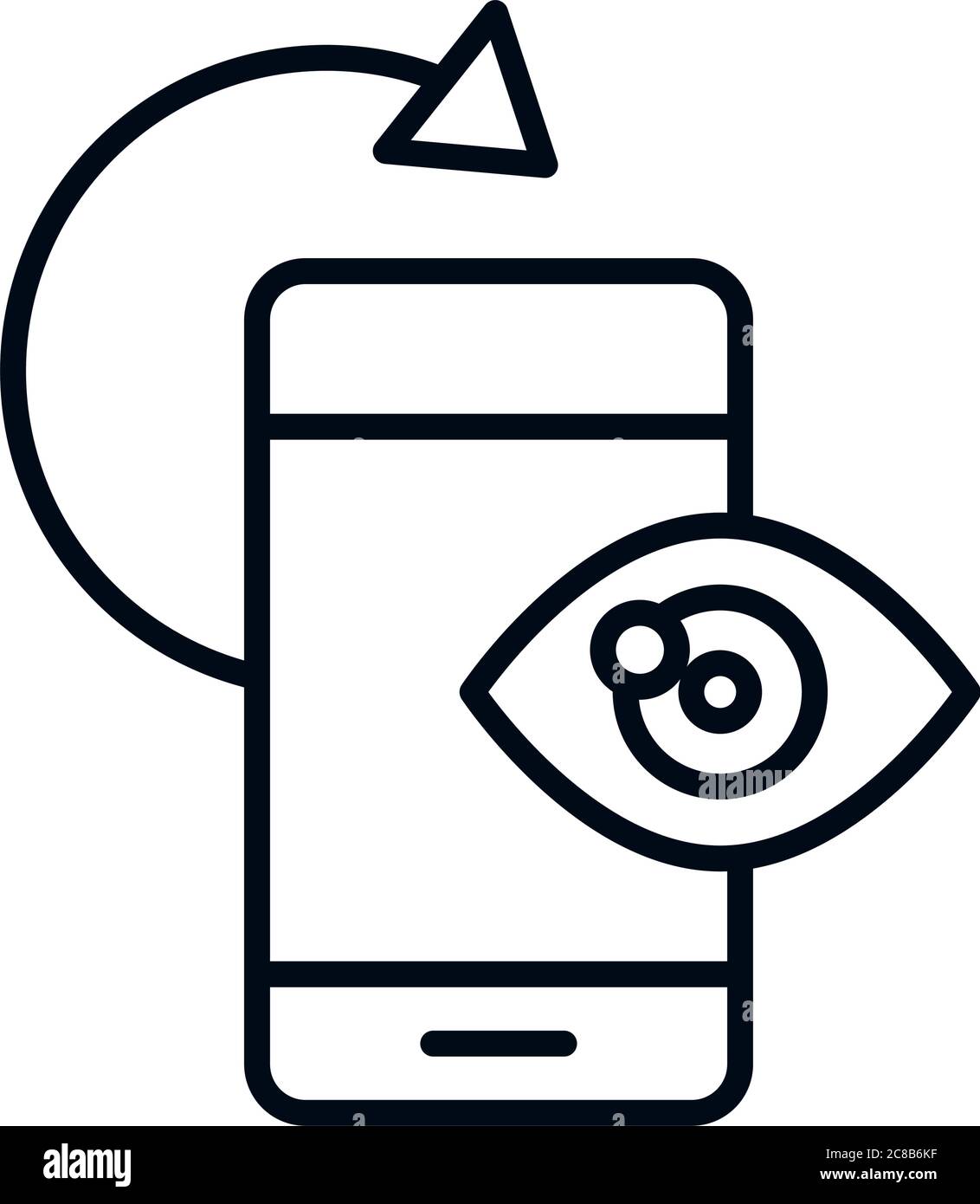 360 degree smartphone optical rotation linear style icon design vector illustration Stock Vector