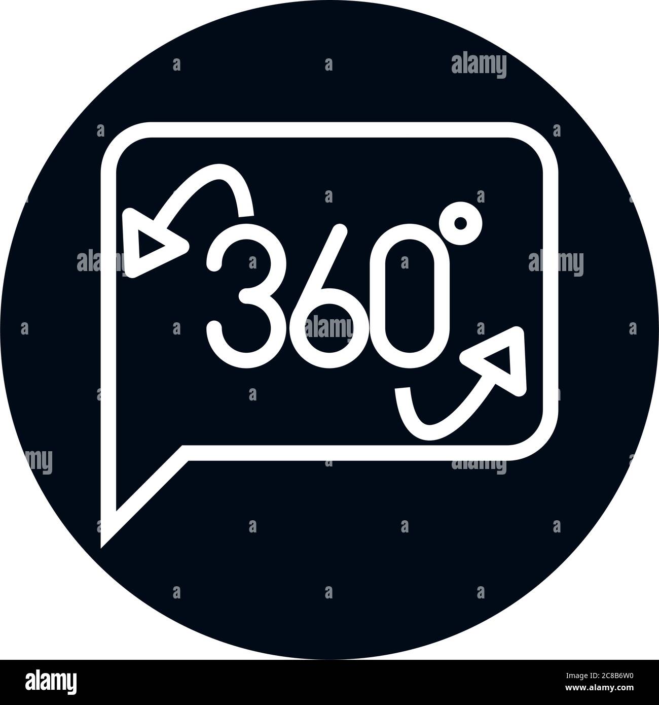 360 degree view virtual tour block and line style icon design vector ...