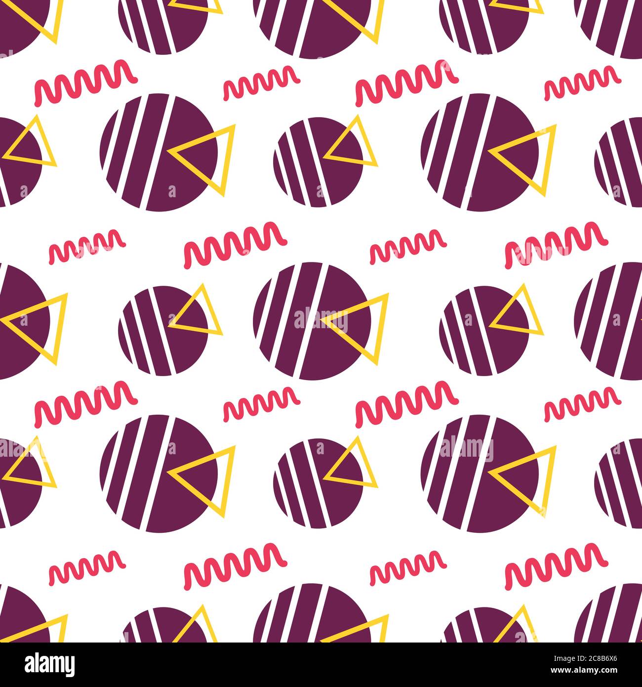 circle with triangle line seamless pattern vector illustration background memphis style Stock Vector