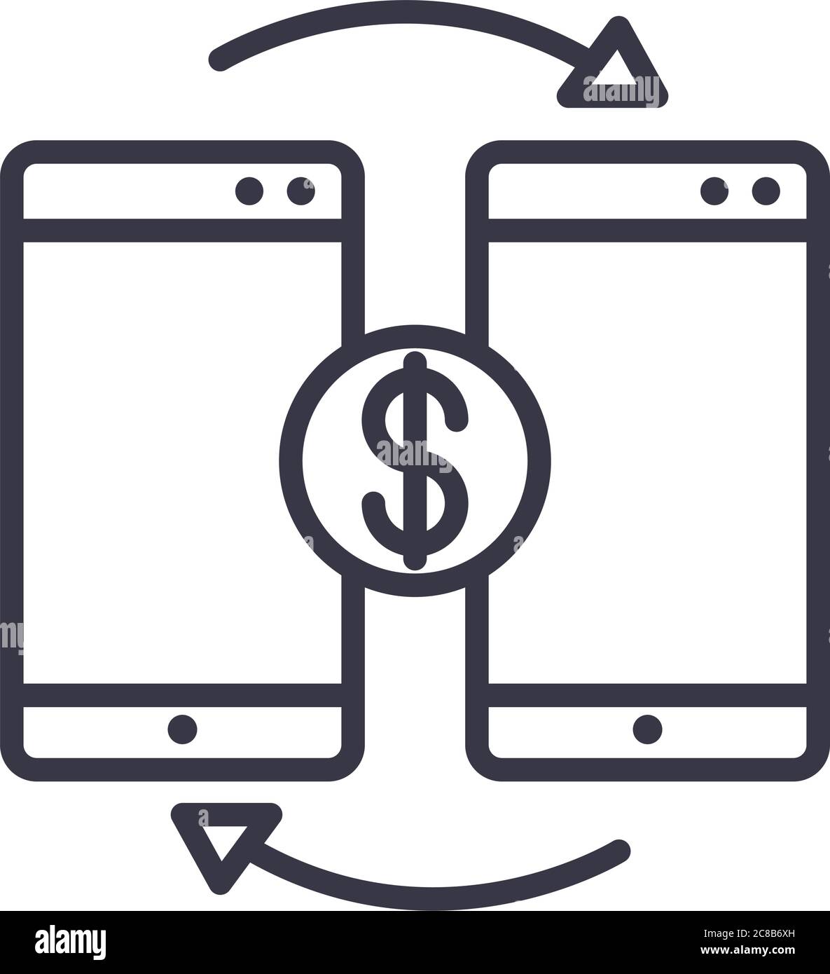 smartphones transfer money device technology thin line style design ...