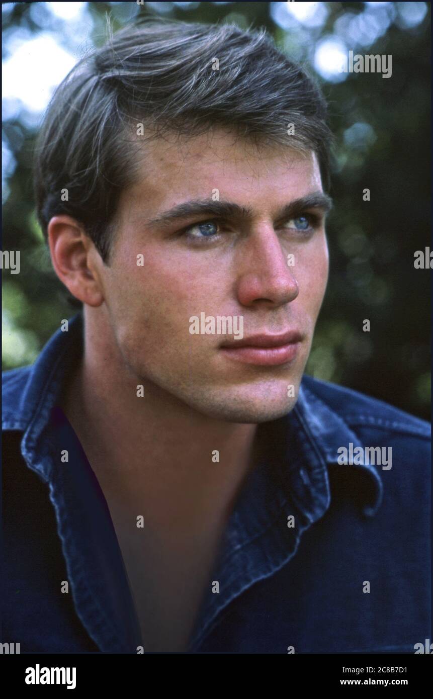 Portrait of actor Jon Erik Hexum who died tragically when he accidentally shot himself with a stunt gun loaded with a blank. Stock Photo