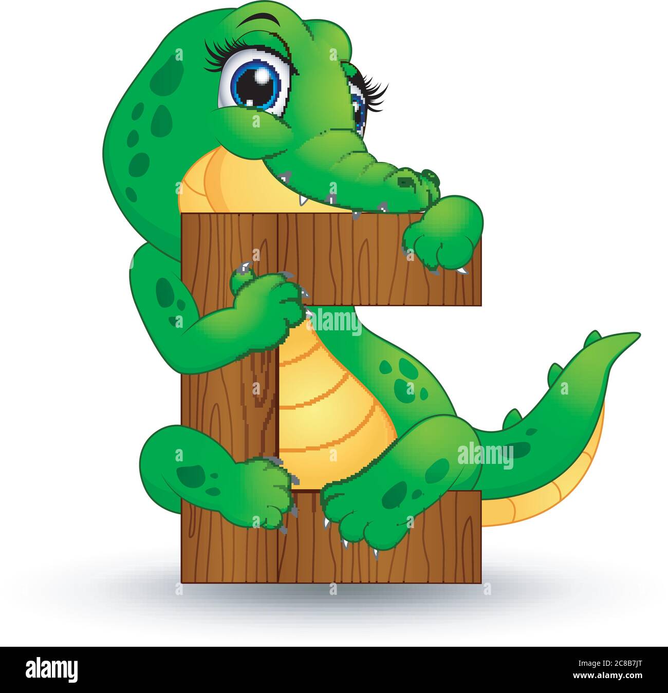 illustration of  Alphabet C with Crocodile cartoon Stock Vector