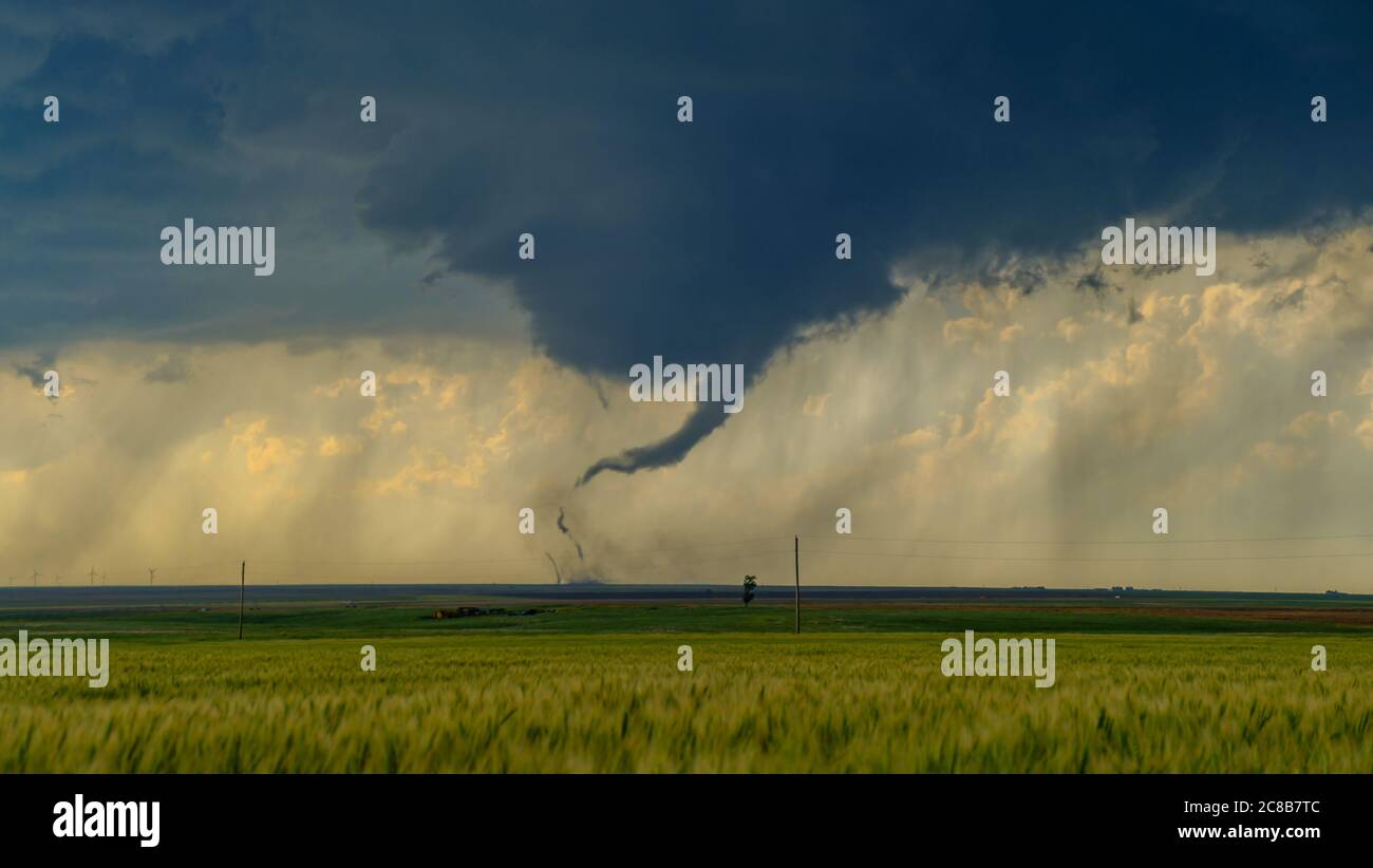 Tornado in a field near Dodge City, KS Stock Photo