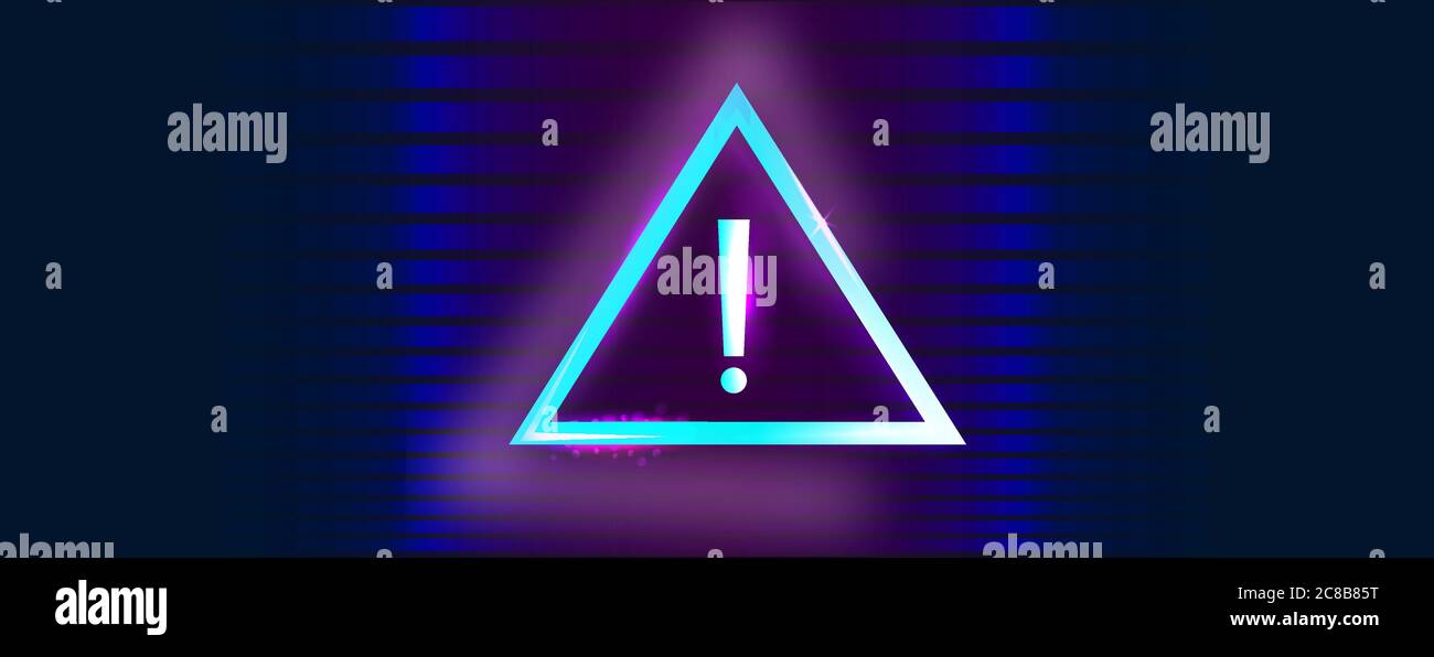 Glitched Attention , Danger Symbol. Computer Hacked Error Concept. Stock Vector