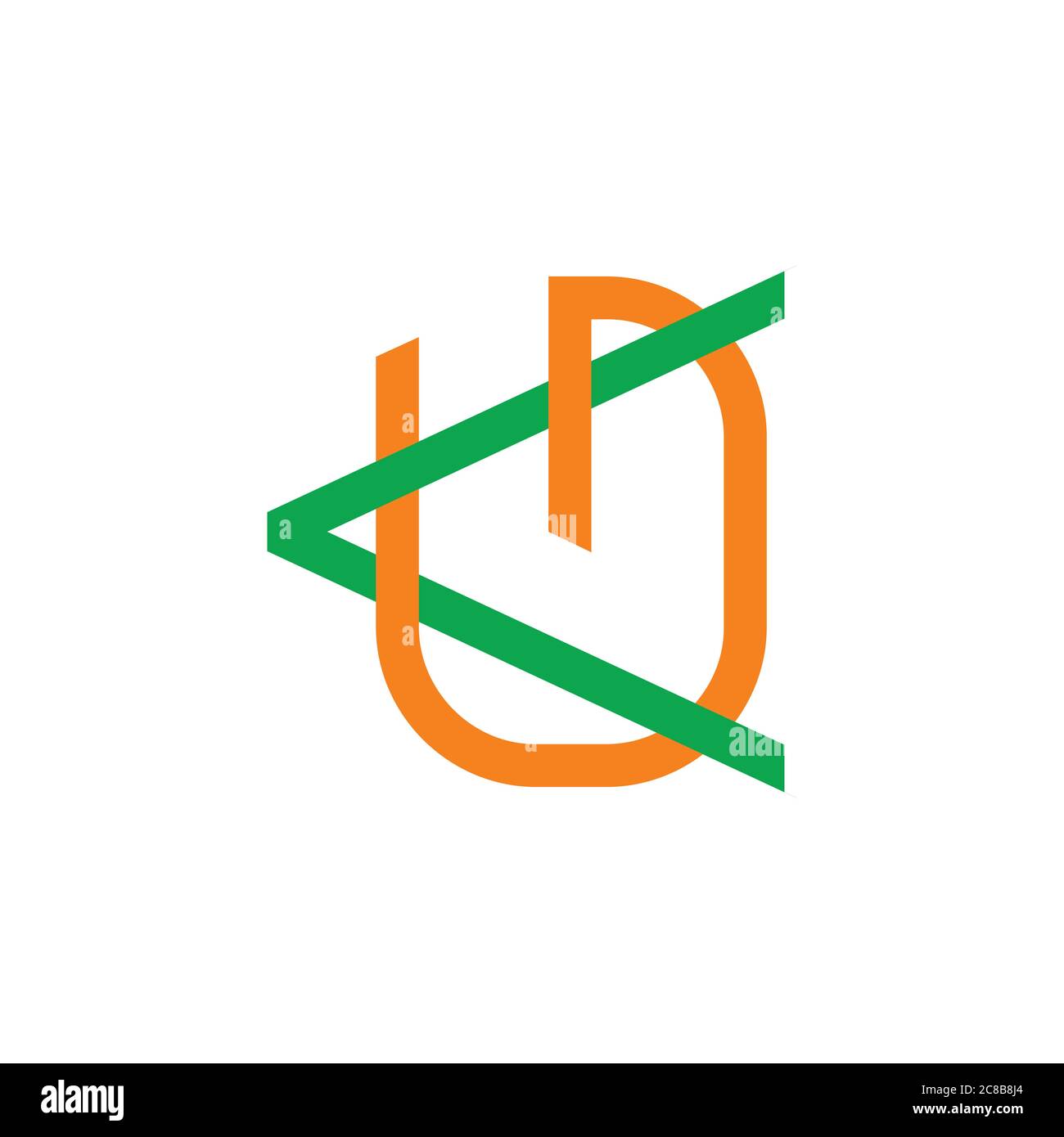 abstract letter ku linked line arrow logo vector Stock Vector