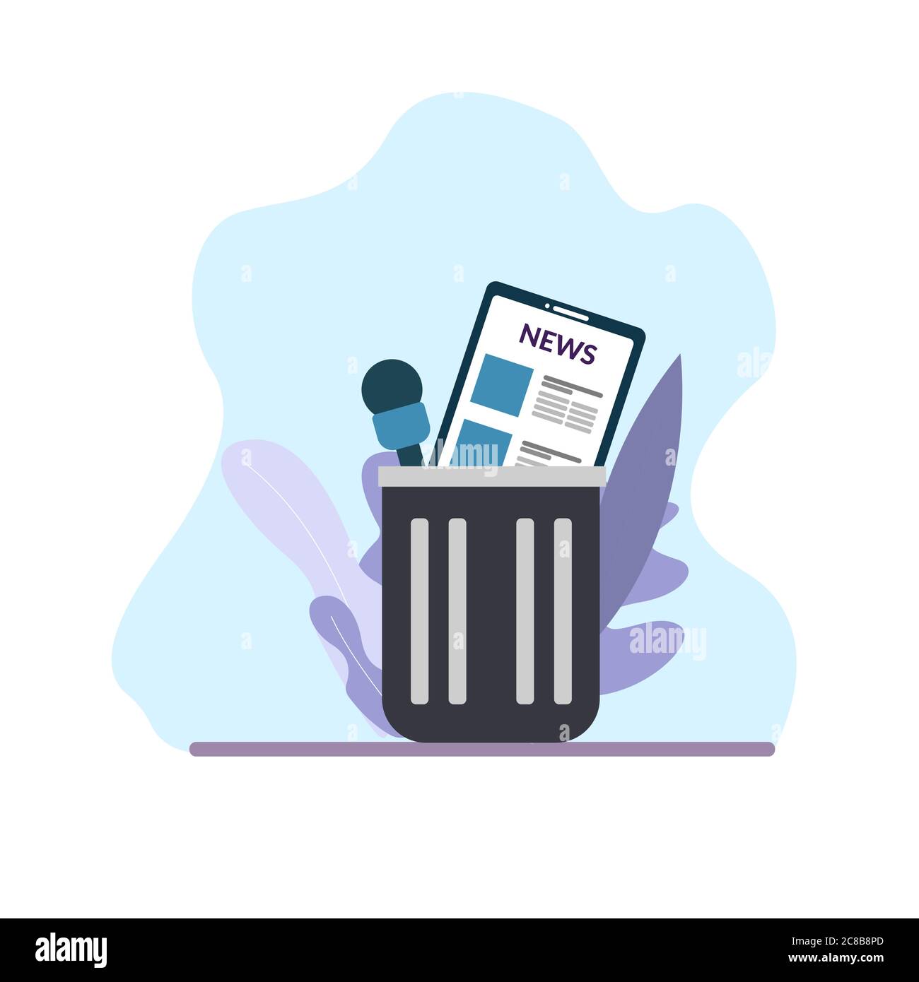 Fake news in trash. Microphone and mobile phone in garbage basket. Digital  detox concept. Vector isolated illustration Stock Vector Image & Art - Alamy