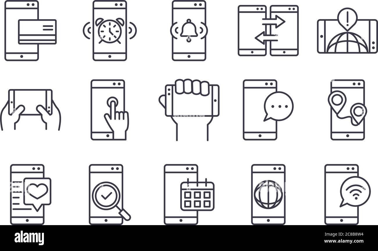 smartphone device technology digital app and conection thin line style