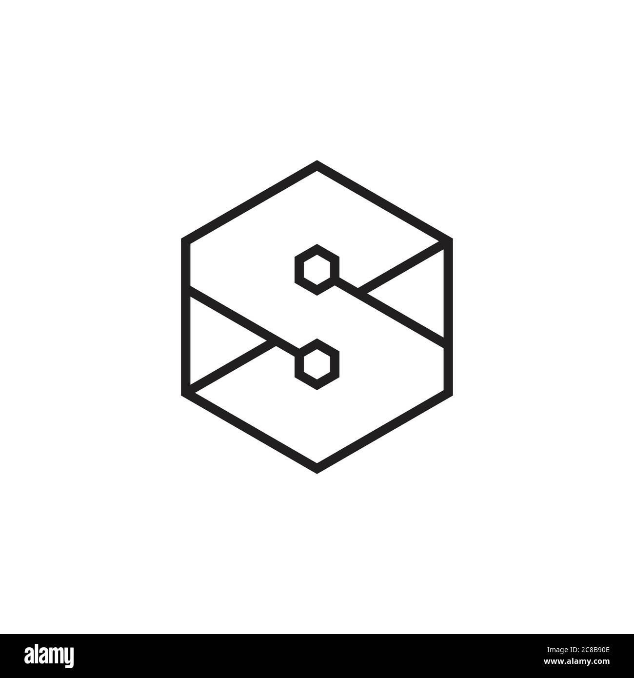 letter s thin lines hexagon logo vector Stock Vector