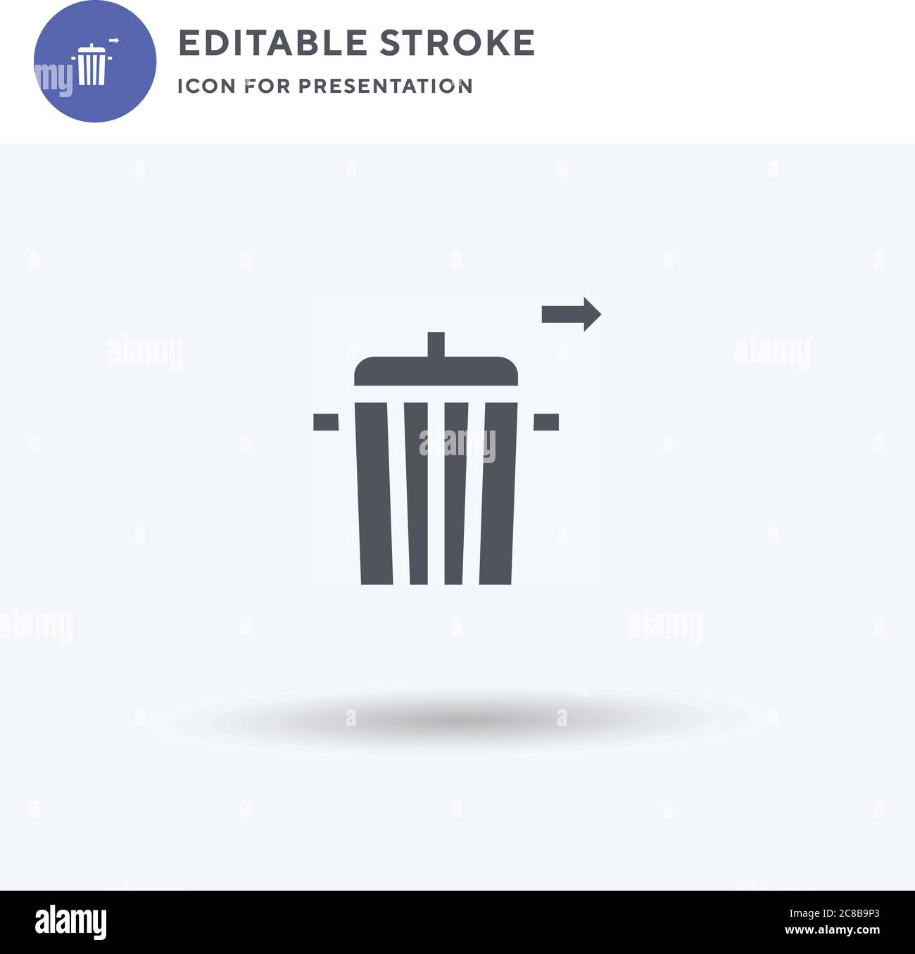 Rubbish icon vector, filled flat sign, solid pictogram isolated on white, logo illustration. Rubbish icon for presentation. Stock Vector