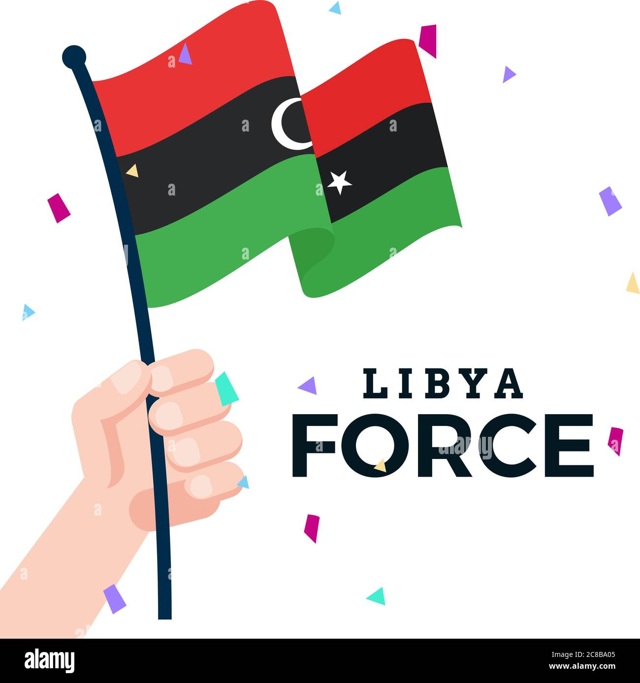 Waving flag of Libya Stock Vector
