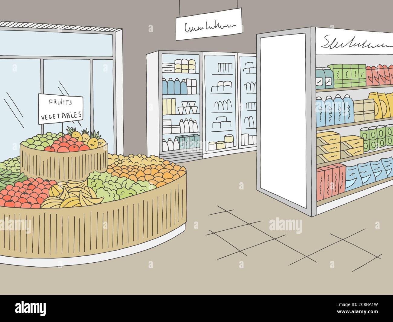 Grocery Store Cartoon Color
