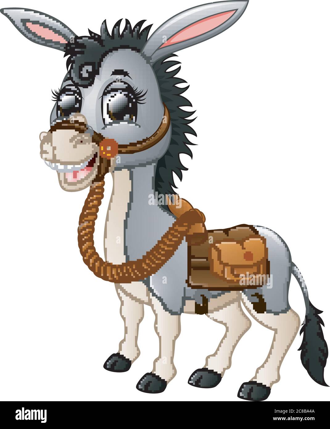 Illustration of  Funny donkey smiling with a saddle Stock Vector