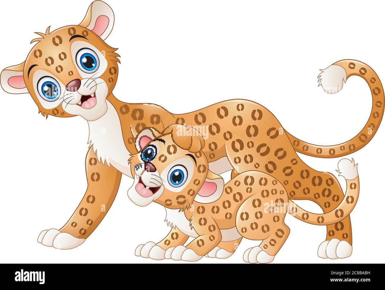 Illustration of Mother leopard and cub leopard cartoon Stock Vector
