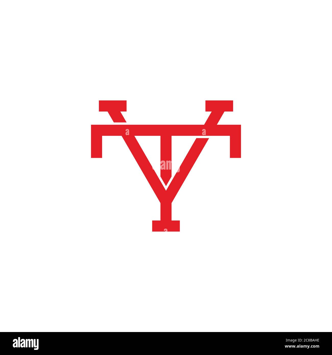 letter vt linked geometric line design symbol logo vector Stock Vector