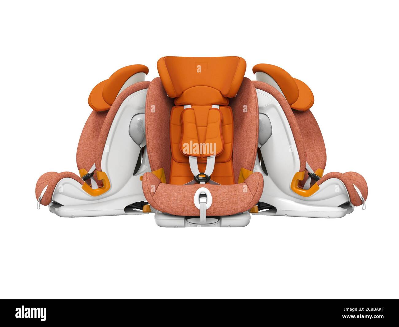 Orange car seat three pieces front view 3d render on white background no shadow Stock Photo Alamy