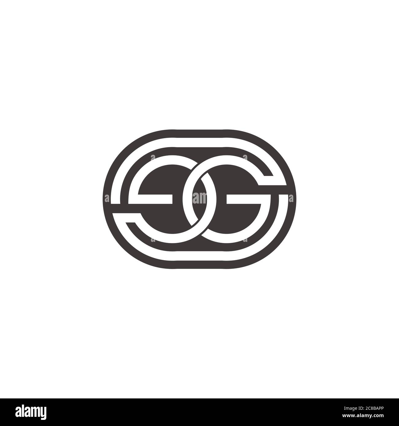 letter eg linked negative space design symbol vector Stock Vector