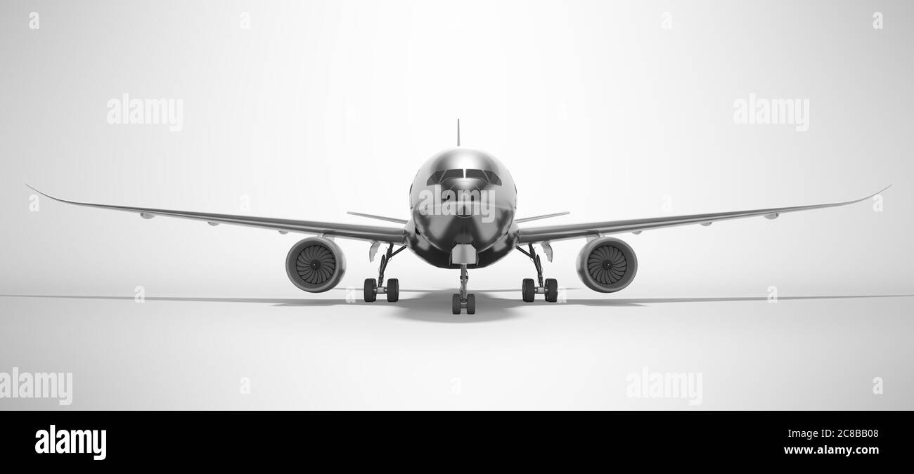 Turbocharged passenger plane isolated 3d render on gray background with ...
