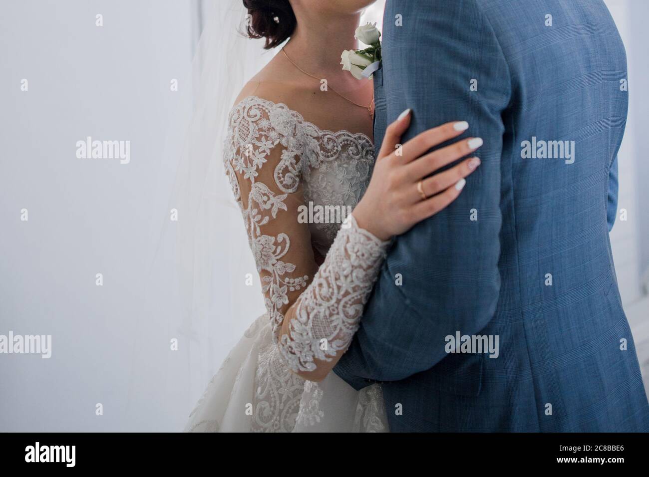 bride and groom at wedding in an old building Stock Photo - Alamy