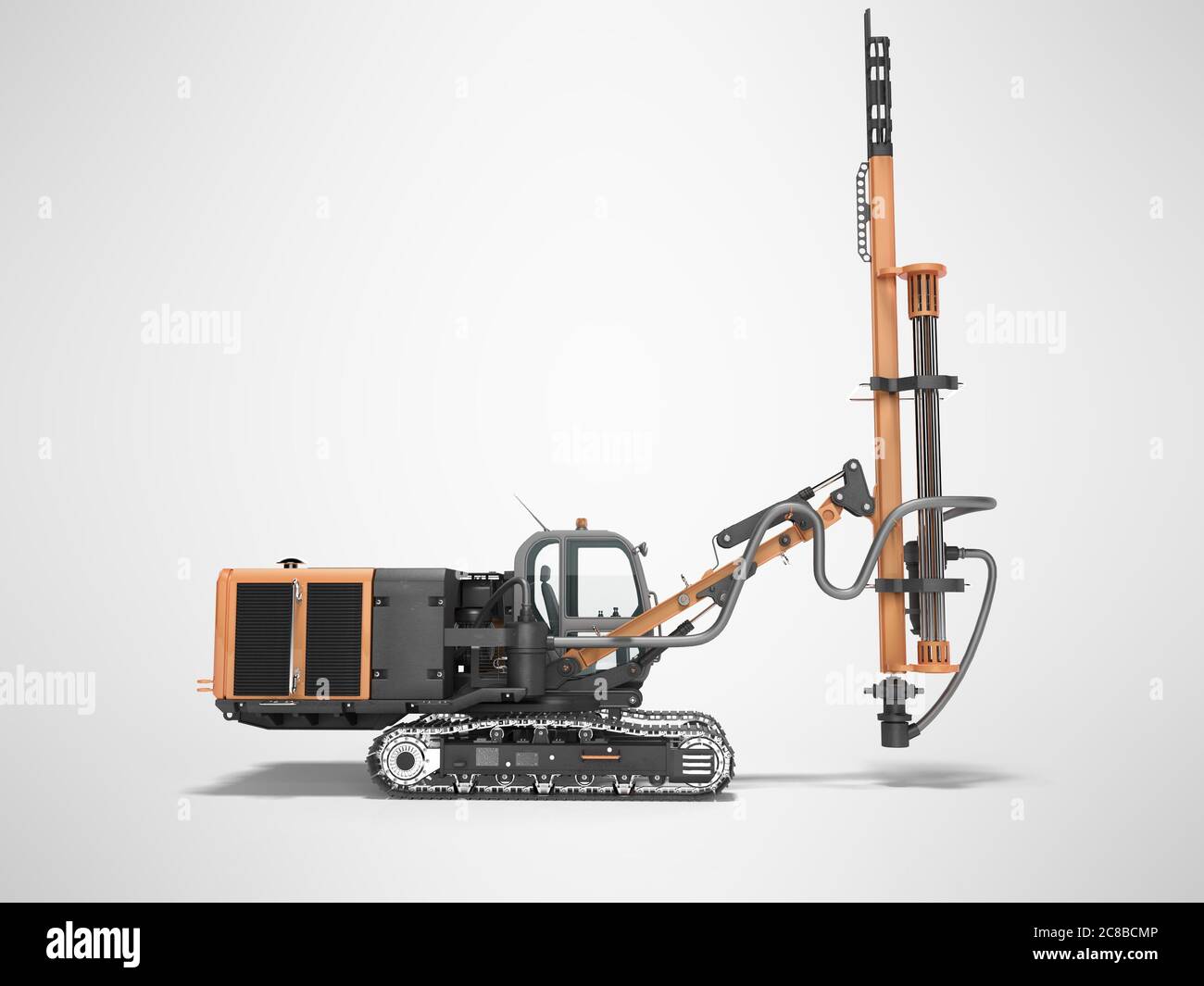 Crawler mobile drilling rig concept for construction work 3d render on gray background with shadow Stock Photo