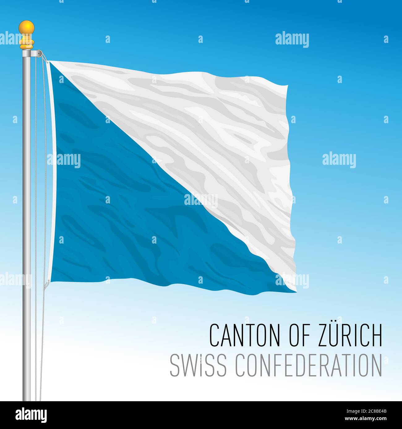 Canton of Zurich, official flag, Switzerland, european country, vector illustration Stock Vector