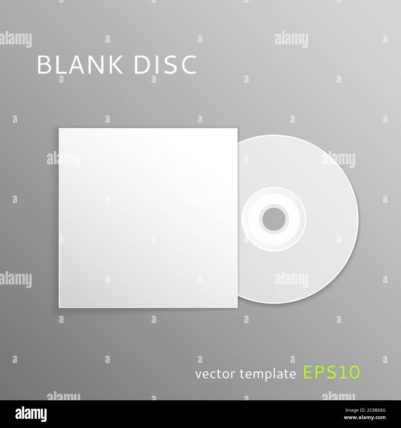 Vector blank CD with paper cover isolated on gray background Stock