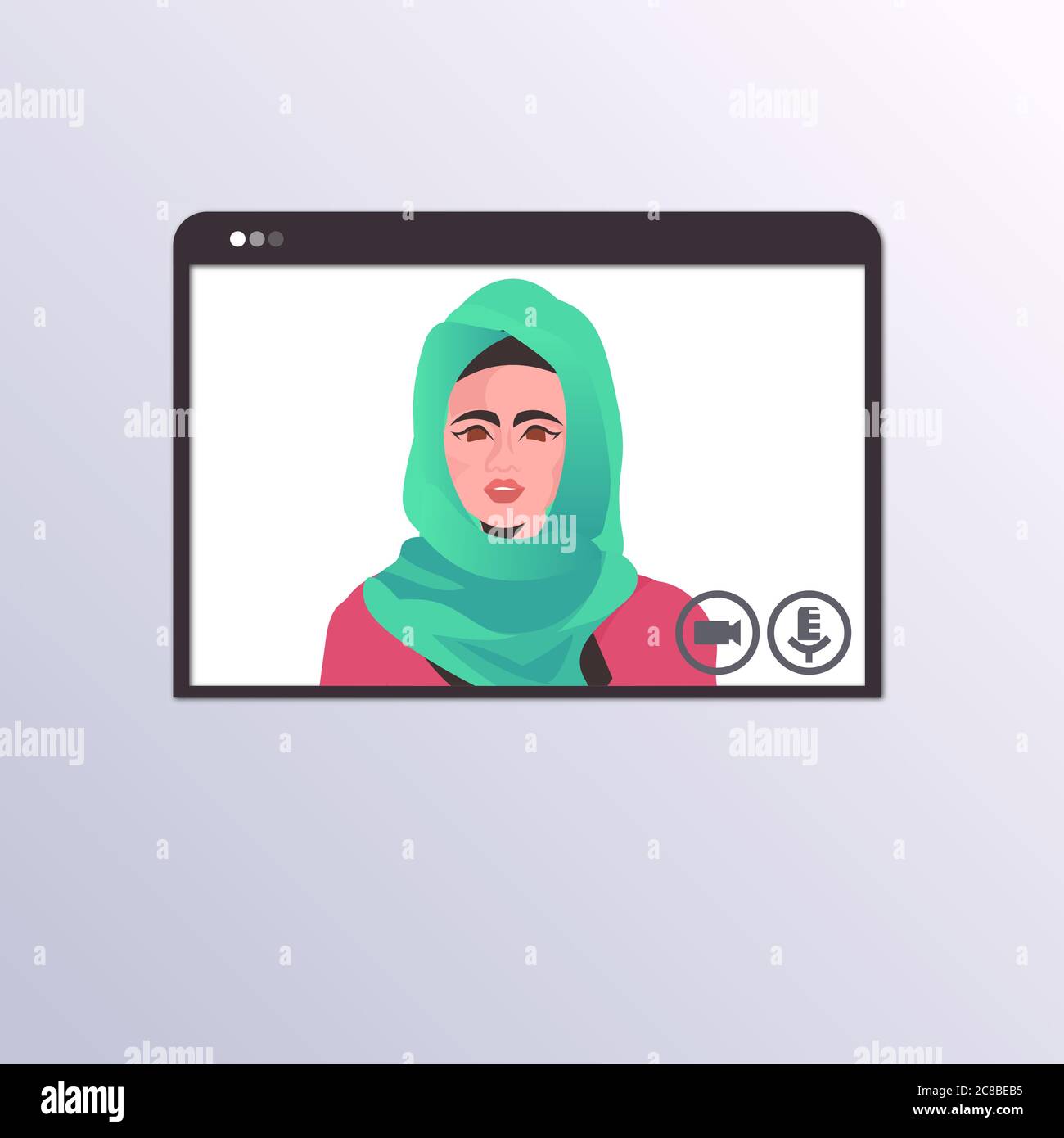 arab businesswoman having virtual conference during video call remote