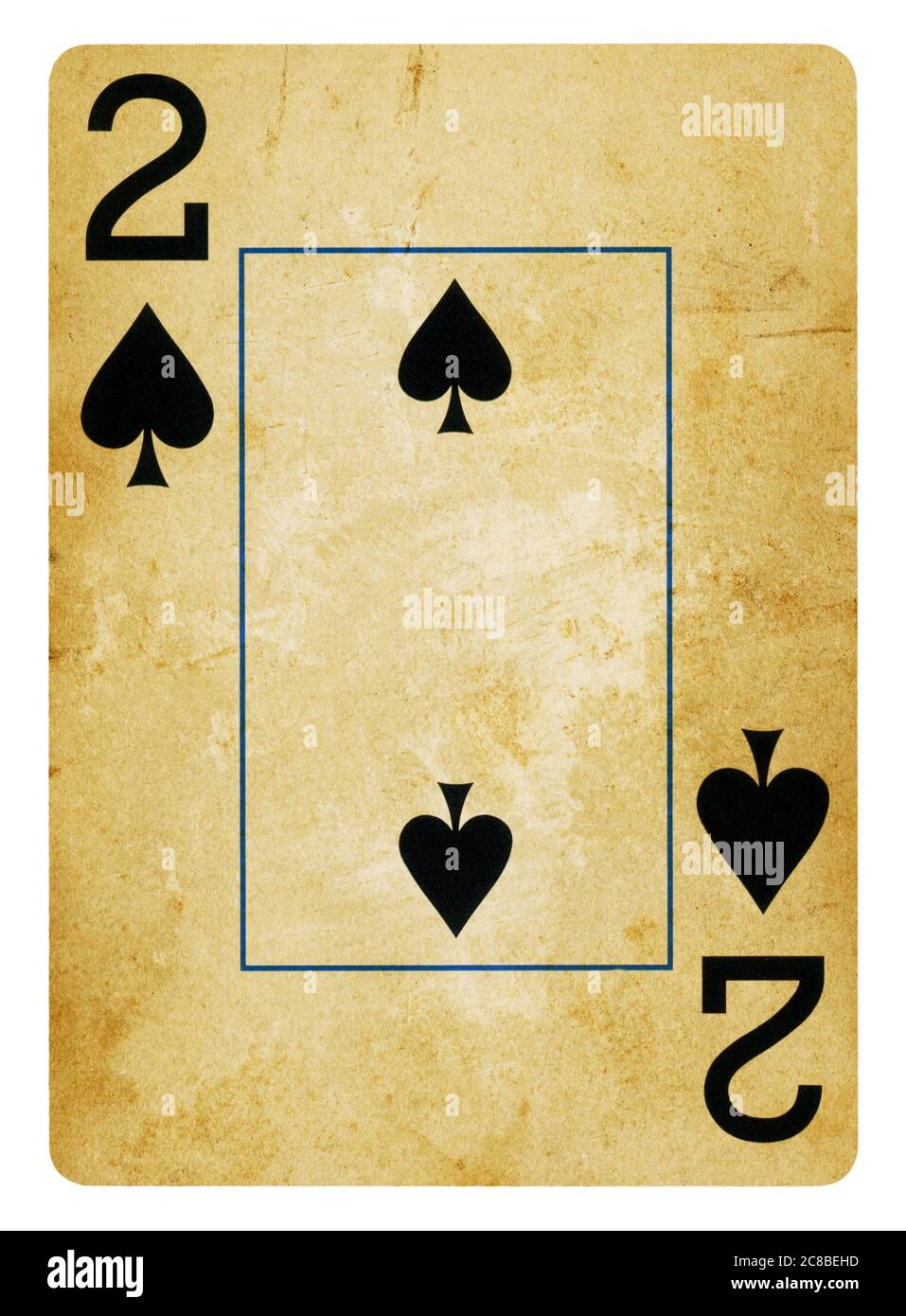 Two of Spades Vintage playing card - isolated on white (clipping path