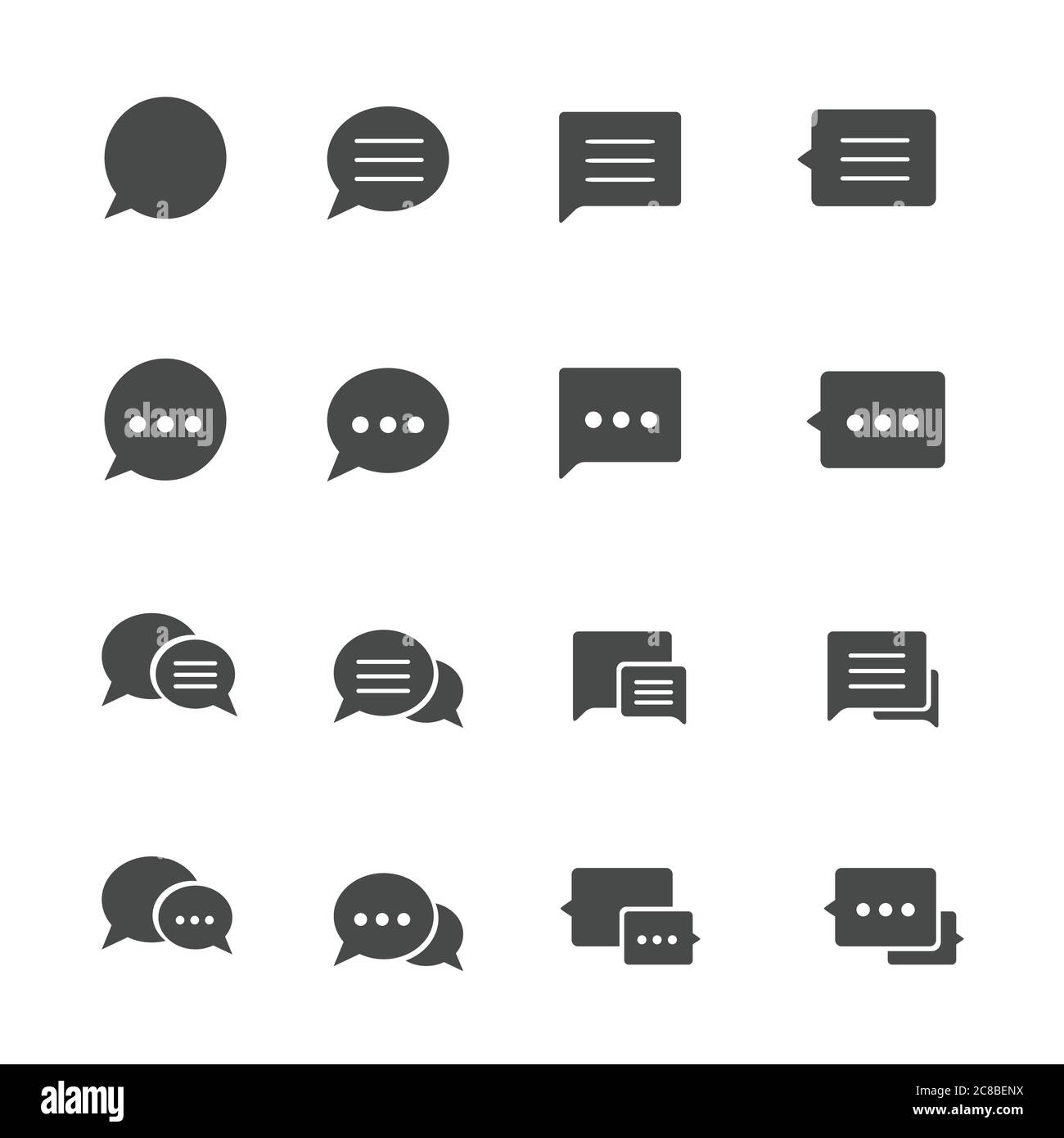Speech bubble icons set on white background. Vector illustration Stock ...