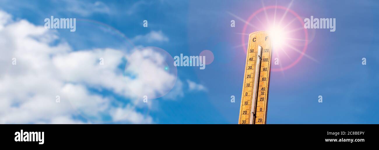 Thermometer In The Sky, The Heat Stock Photo, Picture and Royalty Free  Image. Image 11967481.