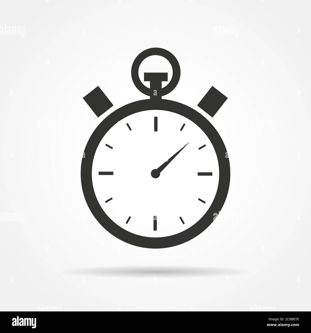 Black silhouette stopwatch flat style icon on white background. Vector ...