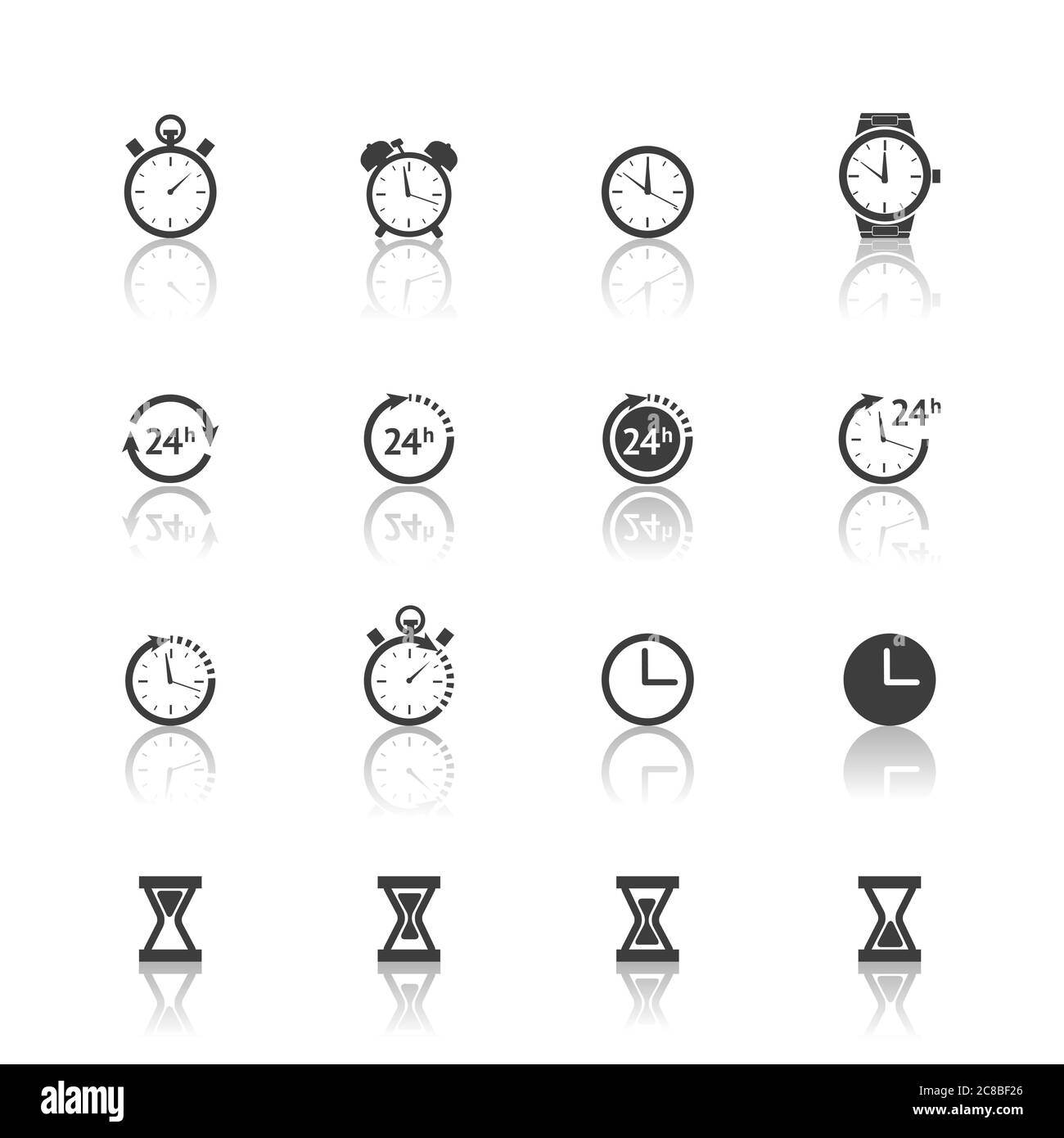 Vector time clock timer icons set isolated on white background Stock ...