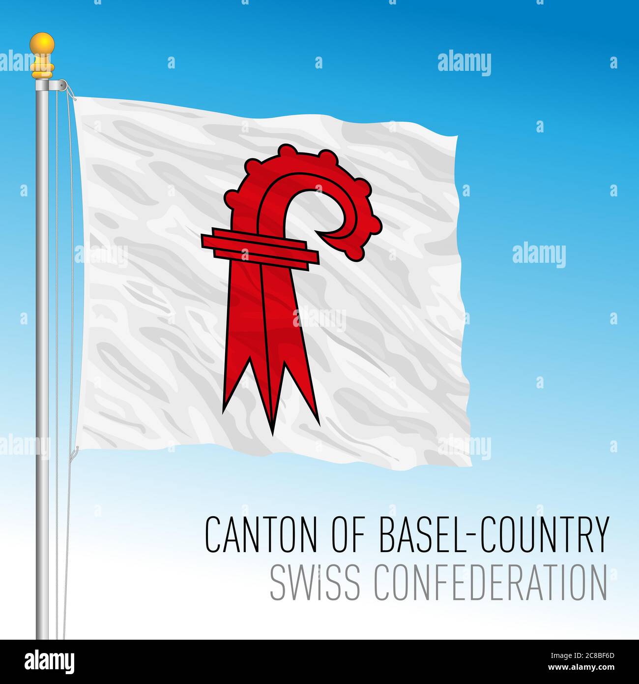 Canton of Basel Country, official flag, Switzerland, european country, vector illustration Stock Vector