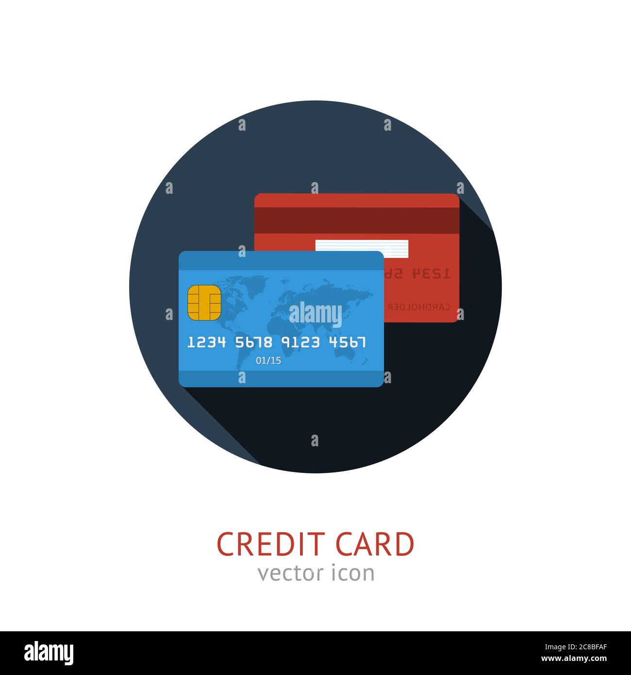 Vector Illustration of flat style credit card icon with long shadow ...
