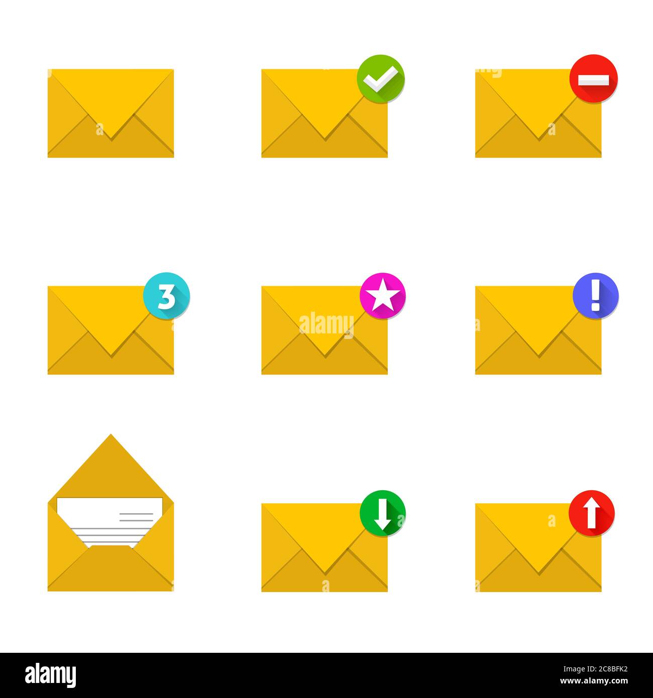 Vector set of envelope icons with different condition Stock Vector