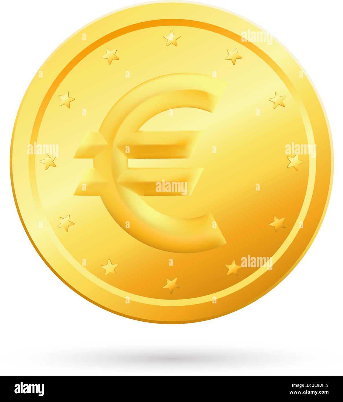 Vector illustration of Gold coin with euro sign isolated on white ...