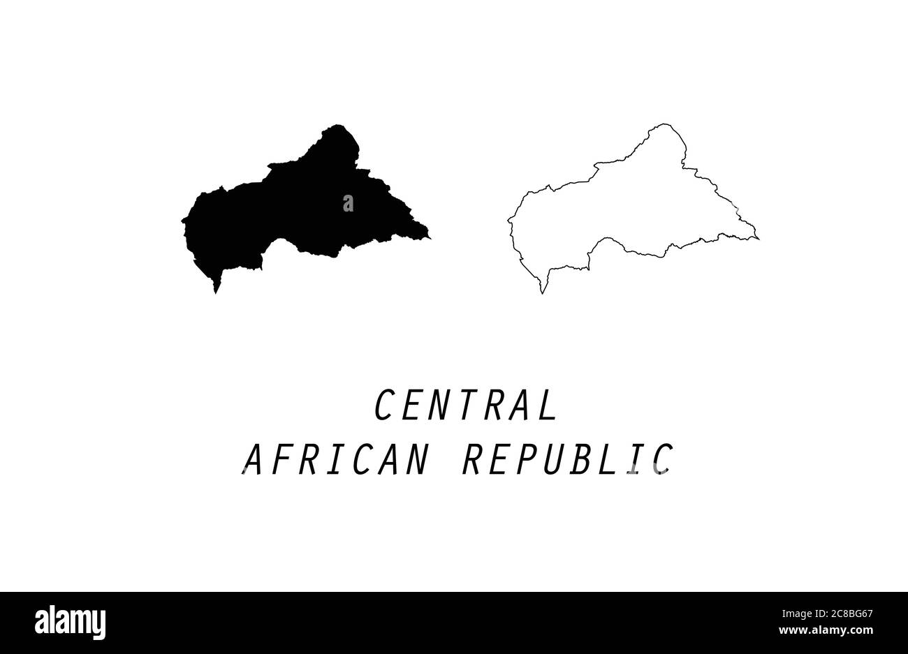 Central African Republic map outline vector illustration Stock Vector