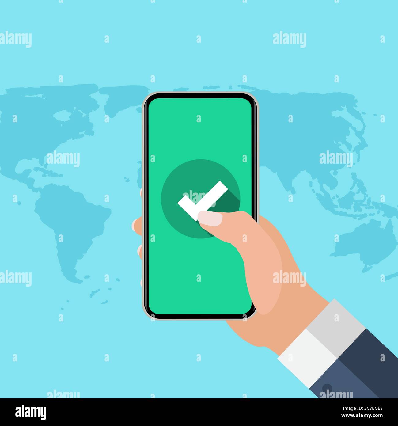 Flat Style Mobile Phone with Checkmark. Vector Illustration Stock Vector