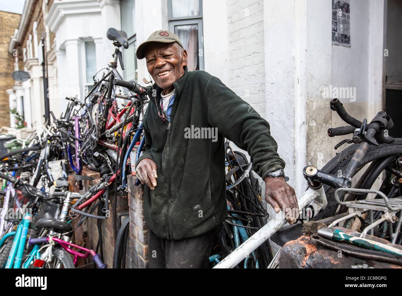 Clovis Salmon, known as 'Sam The Wheels', first generation of migrants from West Indies to settle in UK, London in November 1954, living in Brixton. Stock Photo