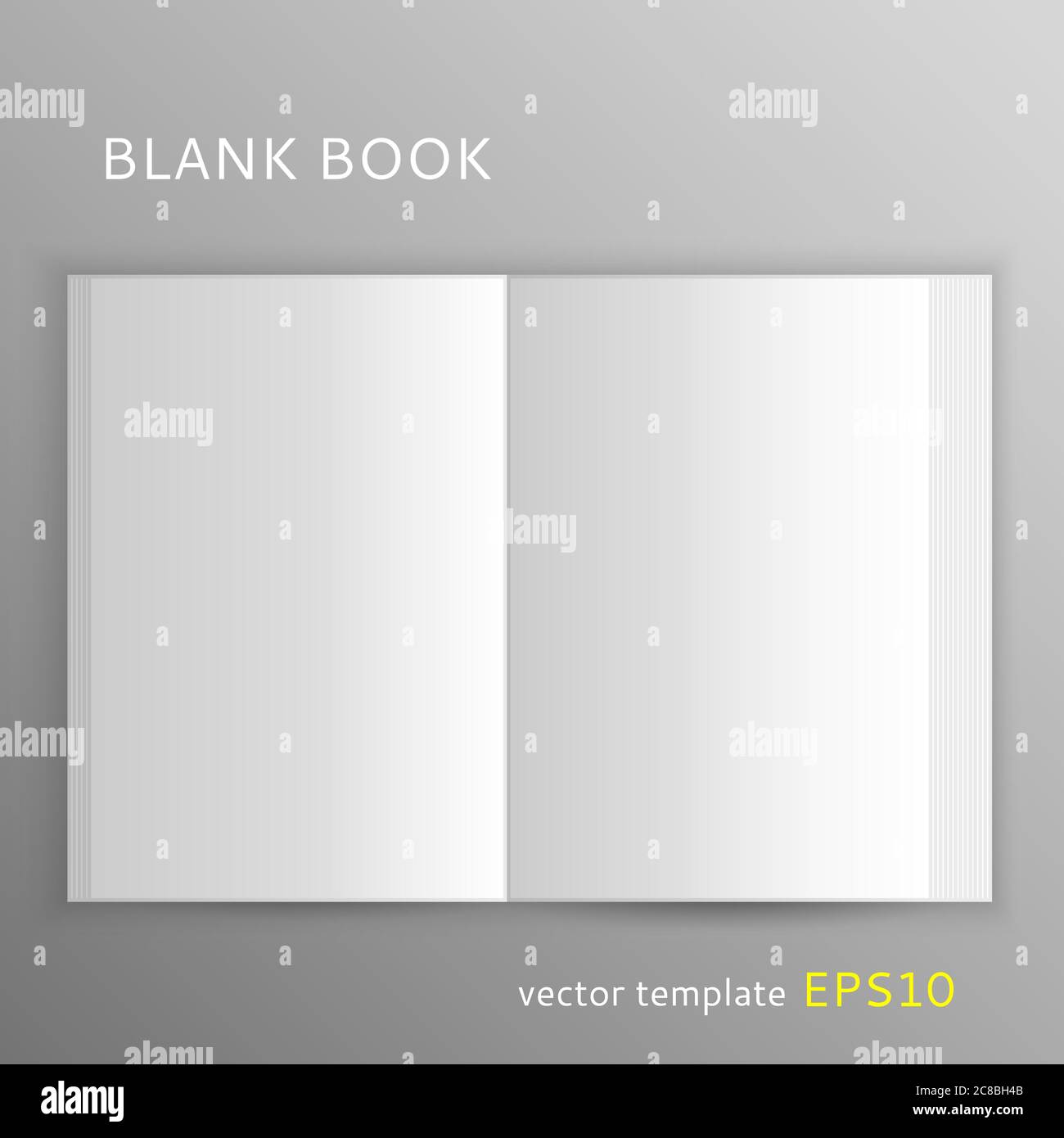 Vector blank open book isolated on gray background Stock Vector