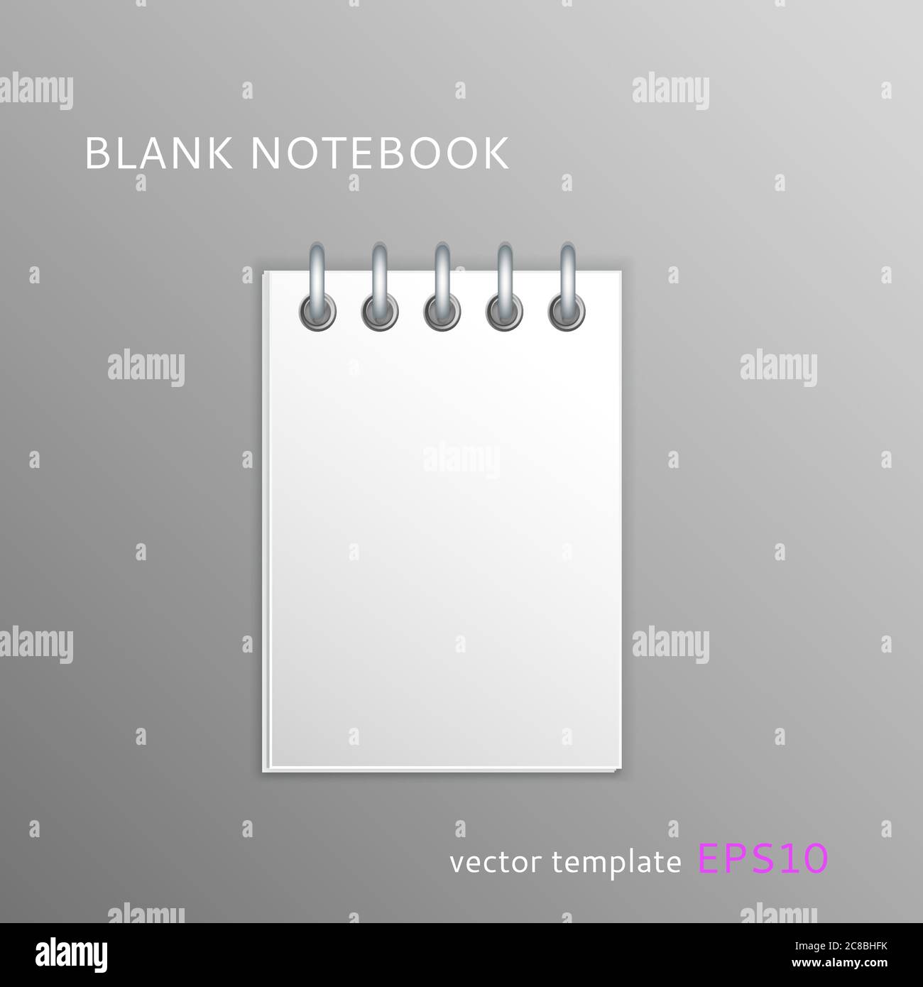 Vector blank paper notebook isolated on gray background Stock Vector ...