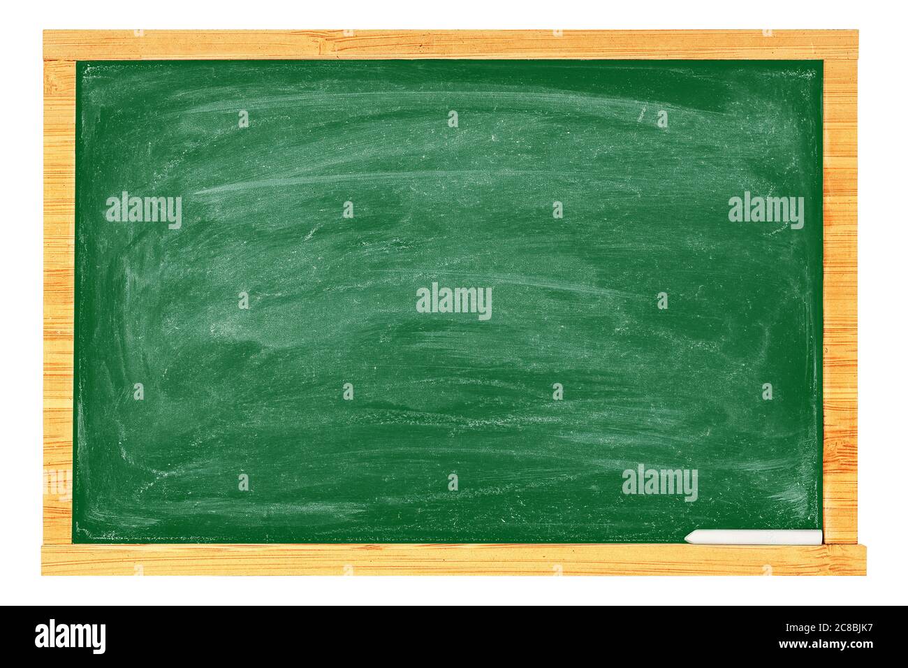 rubbed out chalkboard with chalk isolated on white Stock Photo
