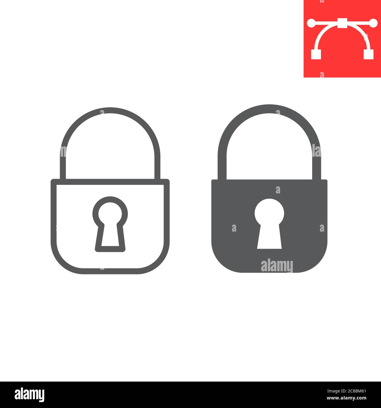 Lock line and glyph icon, ui and button, padlock sign vector graphics ...